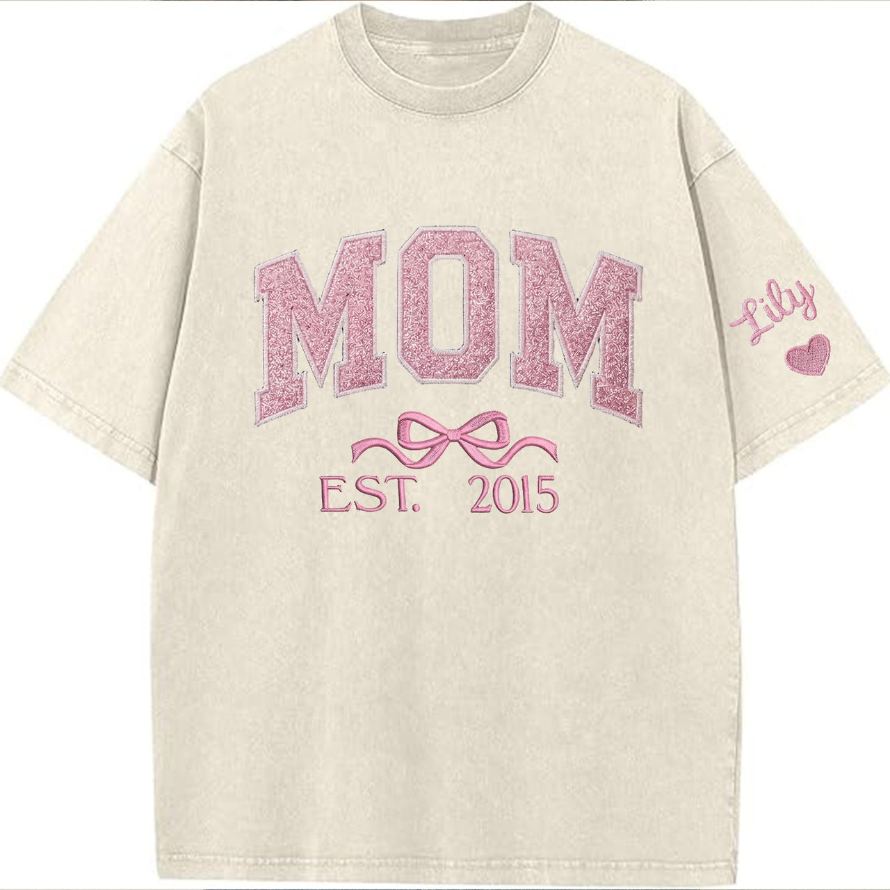 Mom glitter embroidered Washed T-shirt&sweatshirt mother day/personalized year.