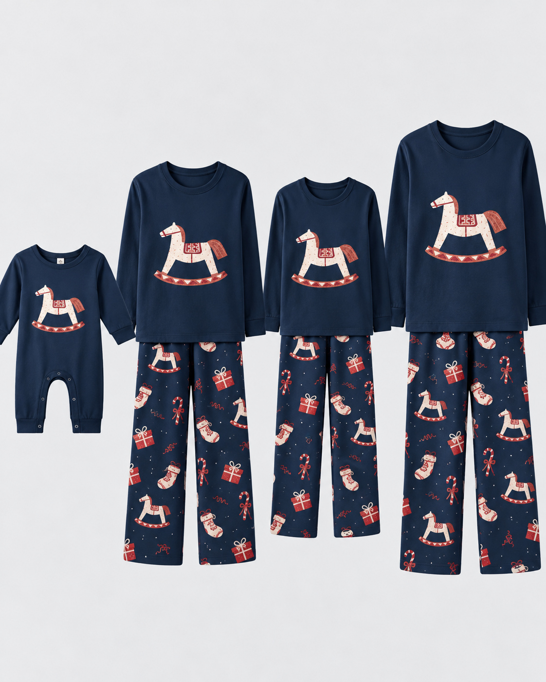 Midnight Carousel-Family Matching Christmas Cardigan Pajamas