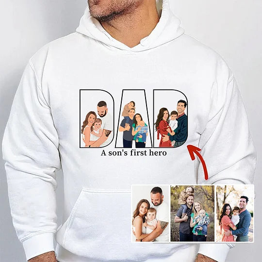 Personalized Father's Day Gift - Custom Hand Painted Color Silhouette Sweatshirt, Gift for Dad, Grandpa & Father Figures
