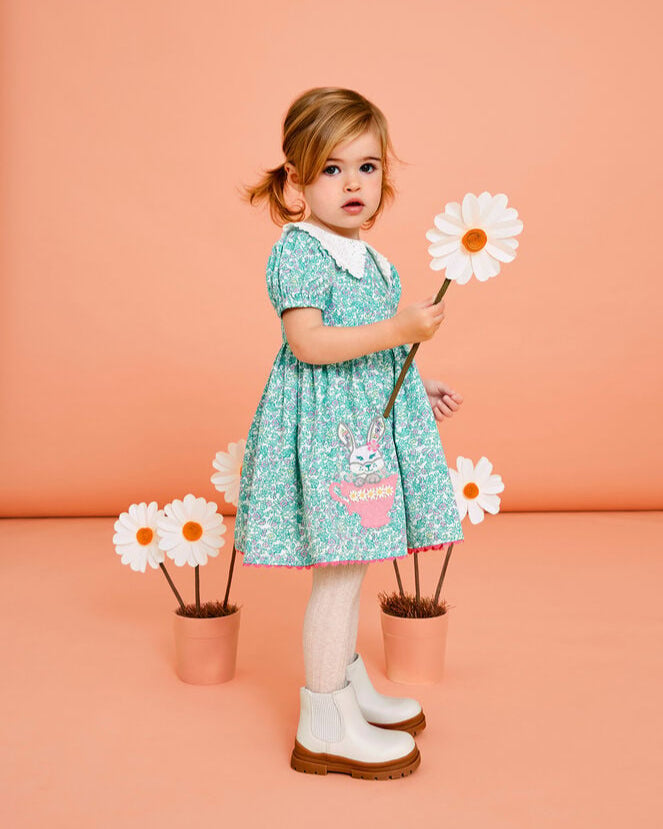 Kid Girl Rabbit Floral Princess Dress Easter Dress