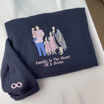 Custom Photo Parents Family Portrait Embroidered Sweatshirt | Family Reunion Gift for Mom and Dad