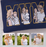 Custom Photo Portrait Embroidery Sweatshirt, Gift For Dad/Mum/Family