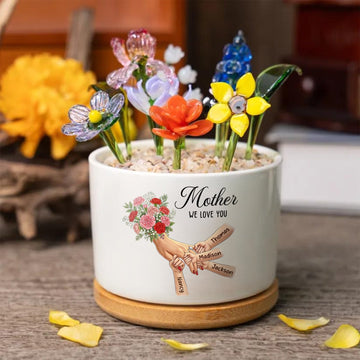 Personalized Carnation Plant Pot-Personalized Mom Holding Hands|Best Mother's Day Gift– Timeless Gift for Every Home
