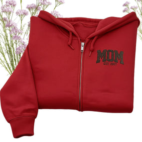Custom Glitter Mom Full Zip Sweatshirt | Gift for Mom