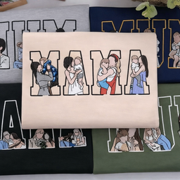 Custom Photo Portrait Embroidery Sweatshirt, Gift For Dad/Mum/Family