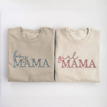 Mama Embroidered Sweatshirt with Floral Chinoiserie Pattern