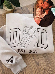 Custom Embroidered Daddy Sweatshirt with Kids Names on Sleeve