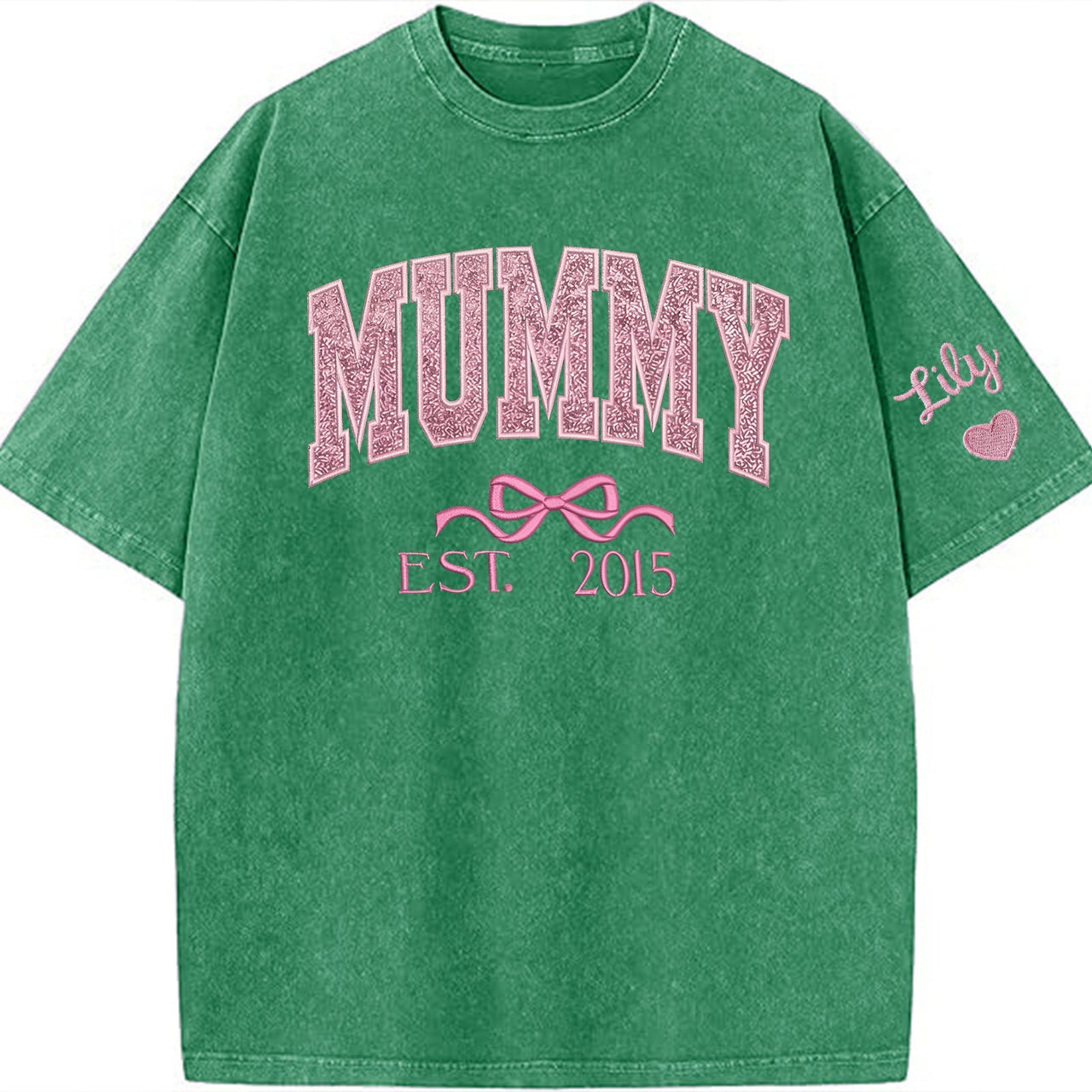 Mom glitter embroidered Washed T-shirt&sweatshirt mother day/personalized year.