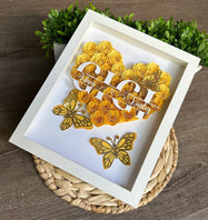 Custom Personalized Mom Heart Shaped Monogram Flower Shadow Box | Mother’s Day gift
