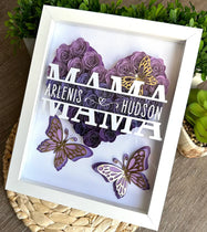 Custom Personalized Mom Heart Shaped Monogram Flower Shadow Box | Mother’s Day gift