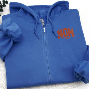 Custom Glitter Mom Full Zip Sweatshirt | Gift for Mom