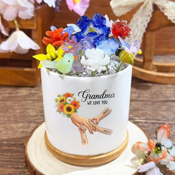 Personalized Sunflower Large Plant Pot-Personalized Mom Holding Hands|Best Mother's Day Gift– Timeless Gift for Every Home