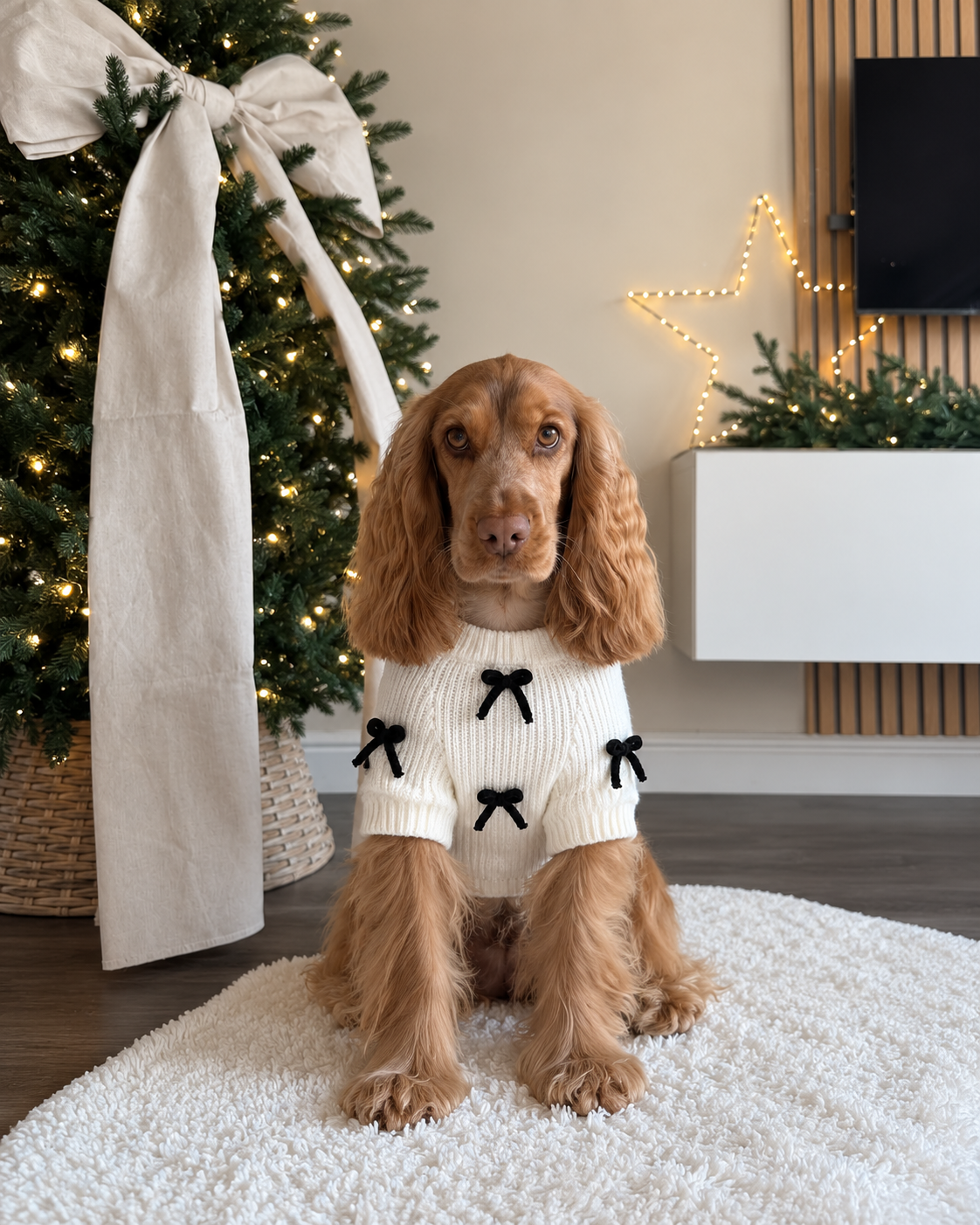 Black Bow-3D Motif Pet Sweater