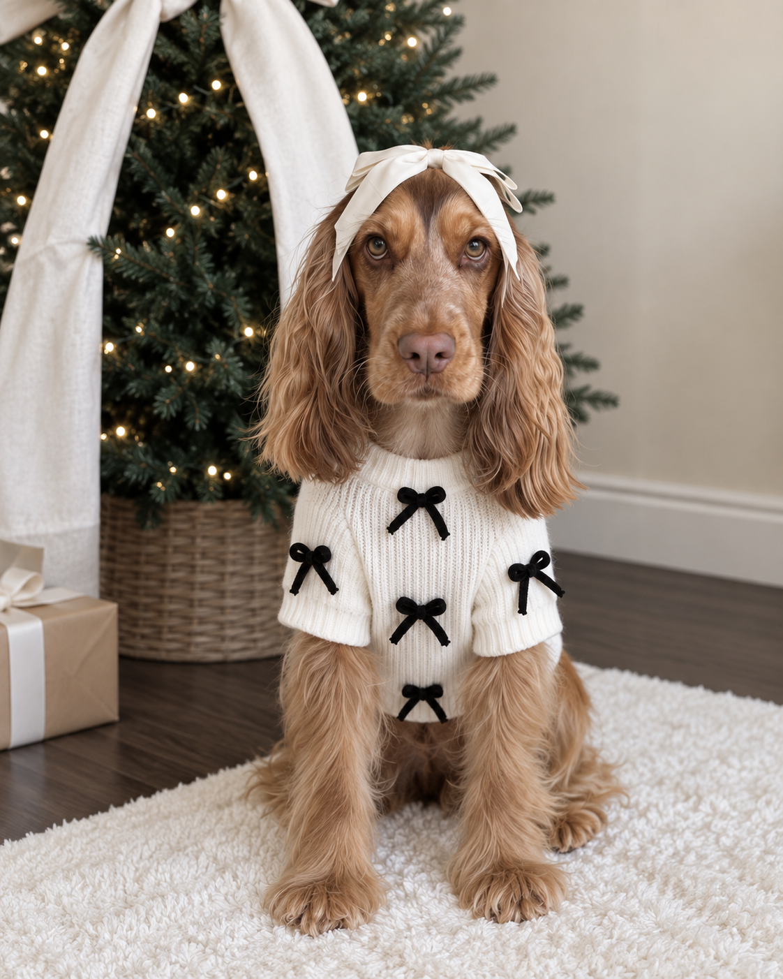 Black Bow-3D Motif Pet Sweater