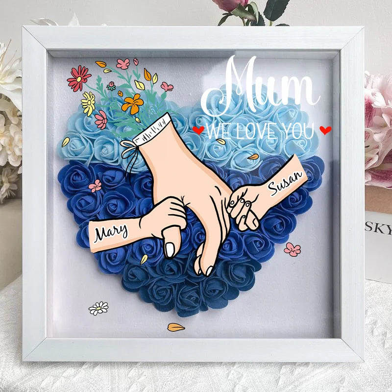 Family Love Blooms Forever – Custom Personalized Mum & Grandma Flower Shadow Box with Names | Mother’s Day gift