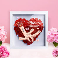 Personalized Handprints Mom And Children Flower Shadow Box | Mother's Day Gifts