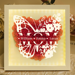 A Love That Lives On - Personalized Flower Shadow Box LED Light - A Memorial Gift With Butterflies | Mother's Day Gifts