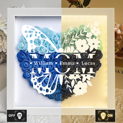 A Love That Lives On - Personalized Flower Shadow Box LED Light - A Memorial Gift With Butterflies | Mother's Day Gifts