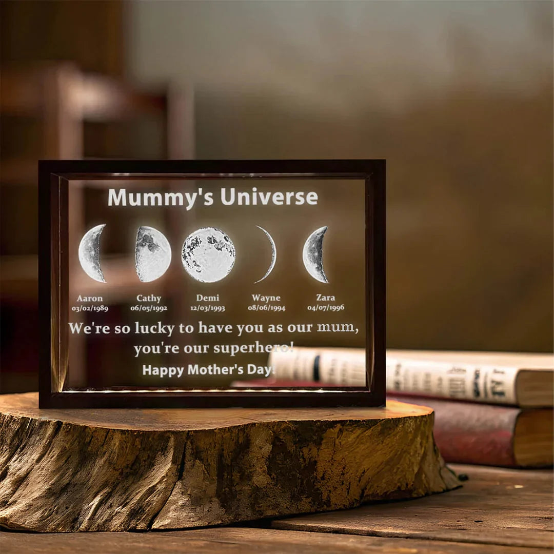 We Are So Lucky - LED Light Frame with Custom Text & Date - Mommy’s Universe