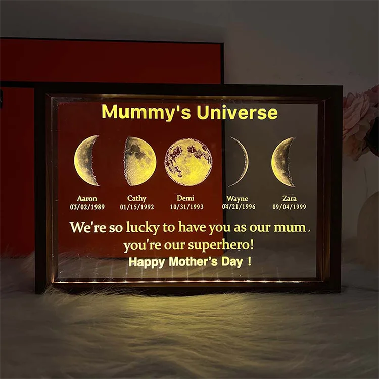 We Are So Lucky - LED Light Frame with Custom Text & Date - Mommy’s Universe