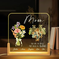Custom Personalized Photo LED Night Light, Custom Birthmonth Flower Mother's Day Gift