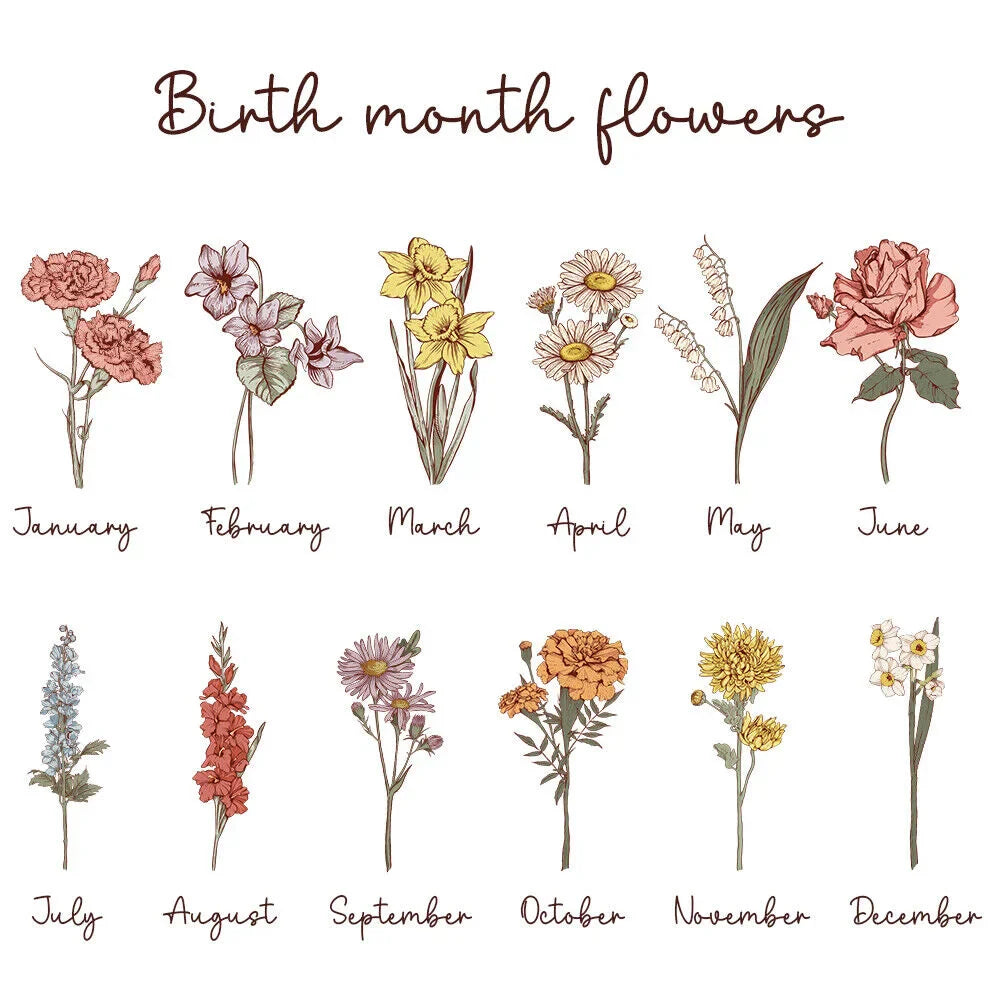Custom Birth Month Flower LED Night Light, Mother's Day Gift for Grandma Mum