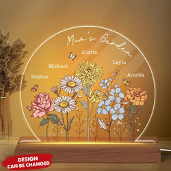 Custom Birth Month Flower LED Night Light, Mother's Day Gift for Grandma Mum