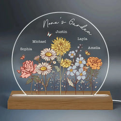 Custom Birth Month Flower LED Night Light, Mother's Day Gift for Grandma Mum