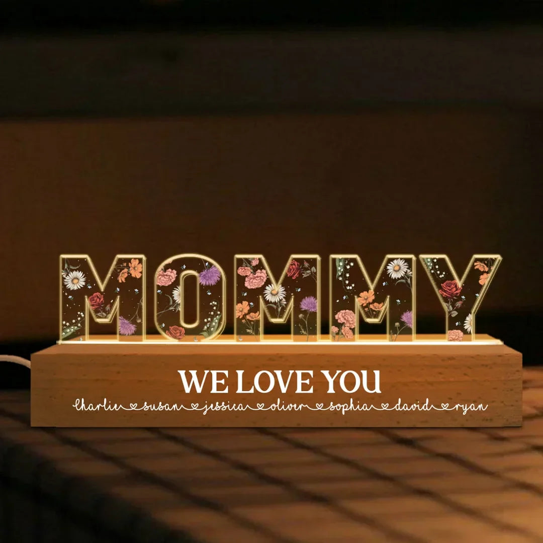 Custom Birth Flower Printed LED Night Light - 3D Illusion