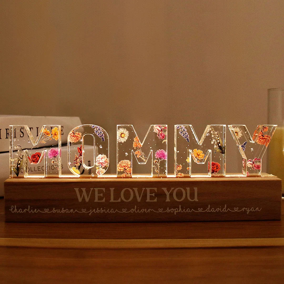 Custom Birth Flower Printed LED Night Light - 3D Illusion