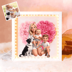Personalized Flower Shadow Box - Custom Comic Style Photo, Gift For Mom, Gift For Mother's Day