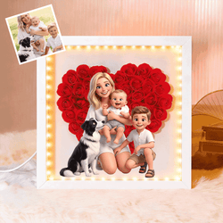 Personalized Flower Shadow Box - Custom Comic Style Photo, Gift For Mom, Gift For Mother's Day