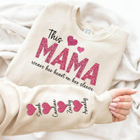 Personalized Hoodie This Mama Wears Her Heart On Her Sleeve Custom  Design Exquisite Mother's Day Gift