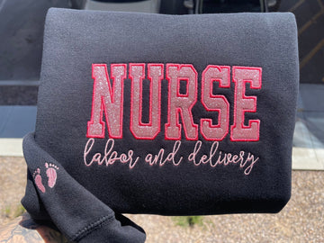 Custom Glitter Embroidered Nurse Sweatshirt | Gift for Mom