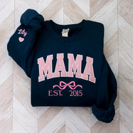 Mom glitter embroidered T-shirt&sweatshirt mother day/personalized year.