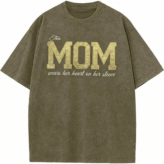 Custom Mama Glitter Embroidered Washed Sweatshirt with Kids' Names | Mother's Day Gift
