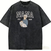 Personalized Vintage Washed Mama Kids Portrait Mothers Day Gift  Soft Fit Memory Shirt  Family Keepsake Tee