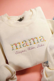 Personalized Embroidered Floral Mama Sweatshirt | Mother's Day Gift