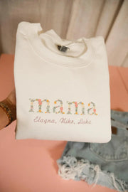 Personalized Embroidered Floral Mama Sweatshirt | Mother's Day Gift
