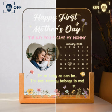 The Day You Became My Mommy, Daddy, Grandma, Papa - Custom Calendar - Personalized Night Light