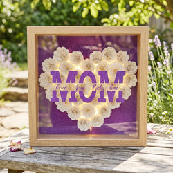 Custom Glitter MOM Nickname Flower Shadow Box With LED Light