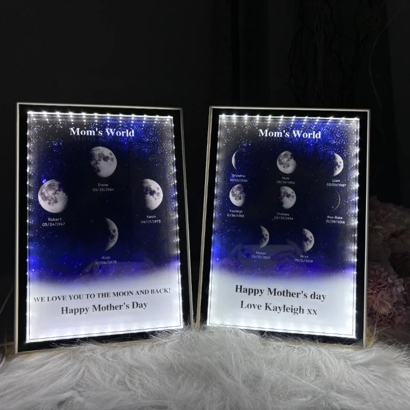 Mommy's Universe - Personalized Starry Moon Phase Mirror Light Box