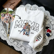 Custom Embroidered Sweatshirt with Mama and Kids Portrait | Mother's Day Gift