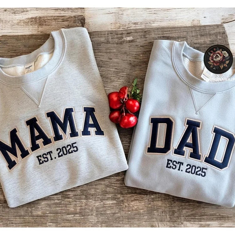 Custom Mama & Dad Embroidered Sweatshirt | Gift for Mom & Dad