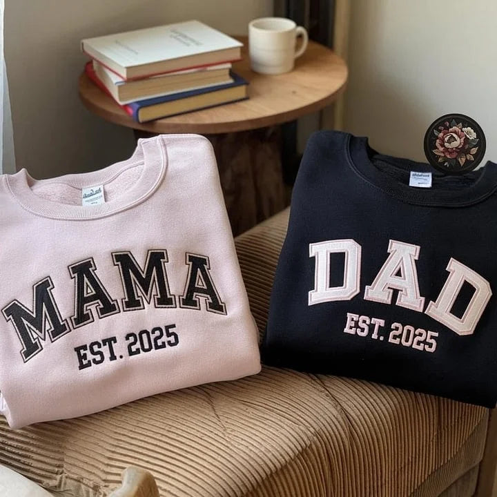 Custom Mama & Dad Embroidered Sweatshirt | Gift for Mom & Dad