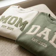 Custom Embroidered "Mom & Dad" Matching Sweatshirts –Cozy Gift for Parents