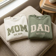 Custom Embroidered "Mom & Dad" Matching Sweatshirts –Cozy Gift for Parents