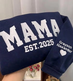 Personalized Embroidered MAMA/DAD Sweatshirt - Custom Kids Names on Sleeve