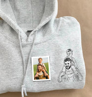 Custom Photo Portrait Embroidered Sweatshirt - Personalized Gift for Dad