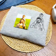 Custom Photo Portrait Embroidered Sweatshirt - Personalized Gift for Dad